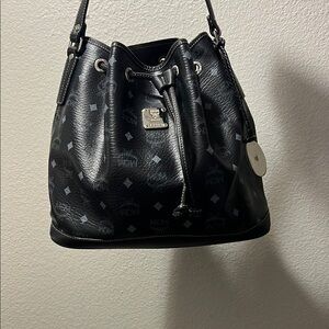 MCM Black and Gray Monogram Shoulder Bag